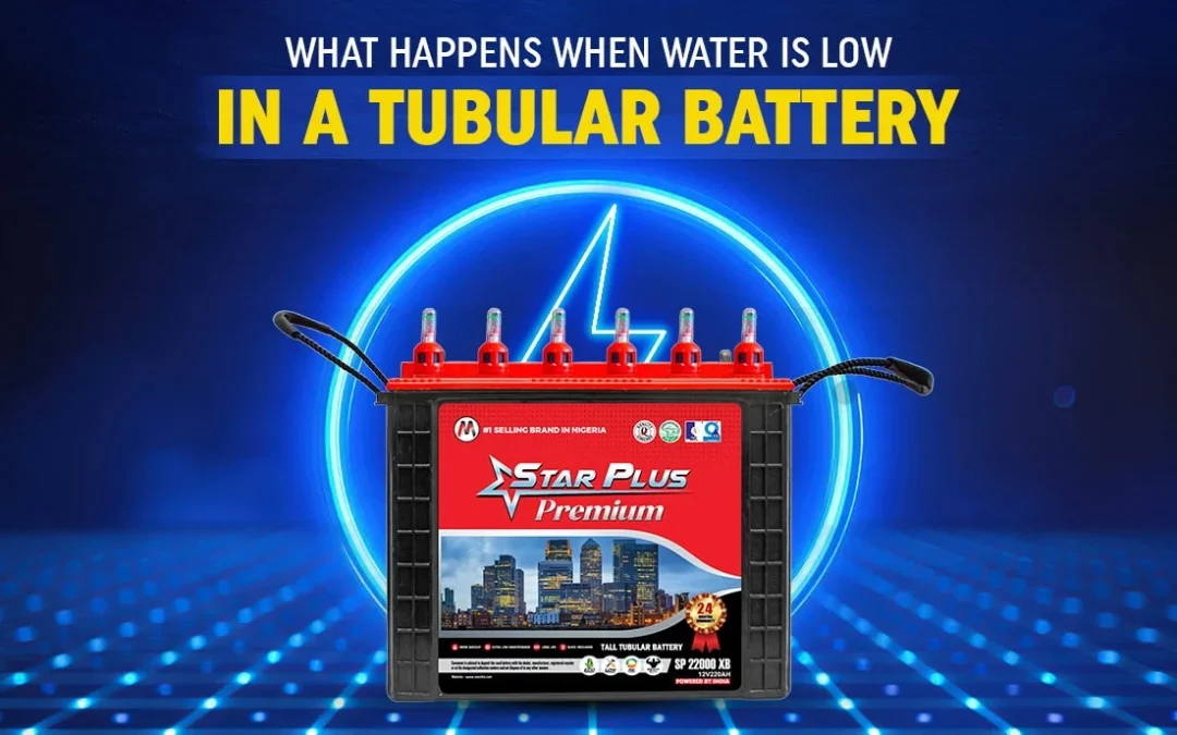 What happens when water is low in a tubular battery?