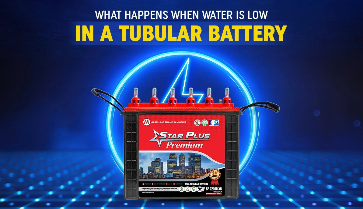 What happens when water is low in a tubular battery?